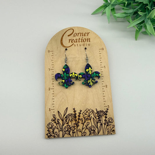 Mardi Gras Fleur De Lis Earrings