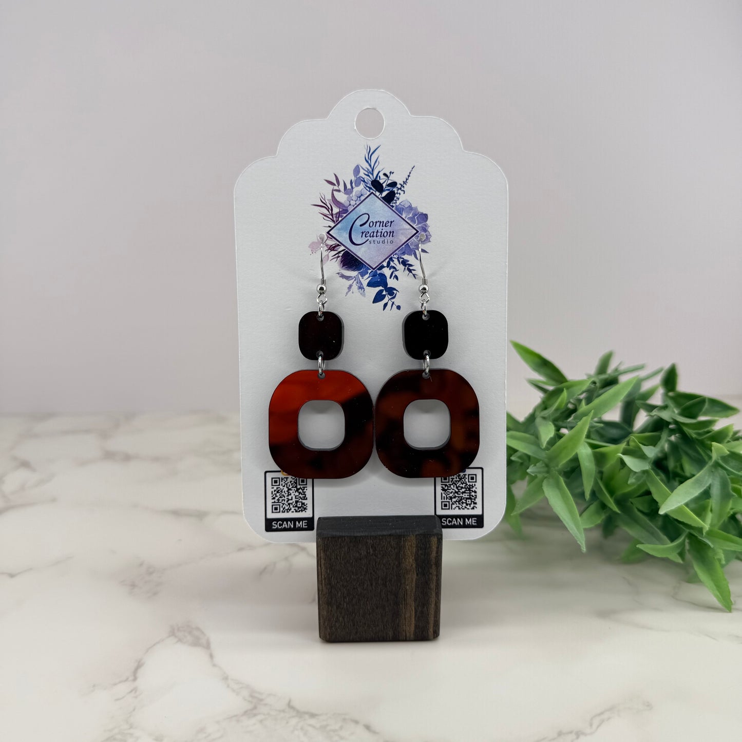 Midnight Prism Iridescent Square Earrings