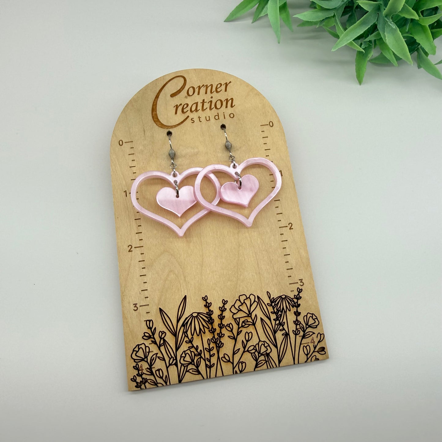 Heart w Dangle Heart Earrings
