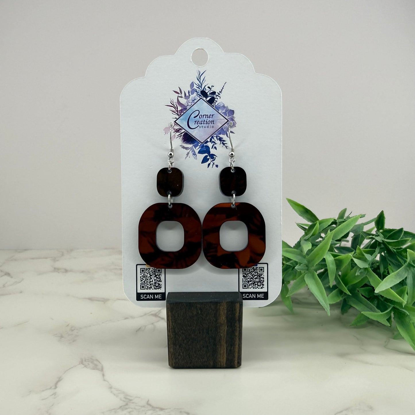 Midnight Prism Iridescent Square Earrings