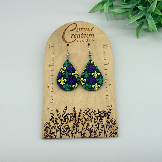 Mardi Gras Teardrop Earrings