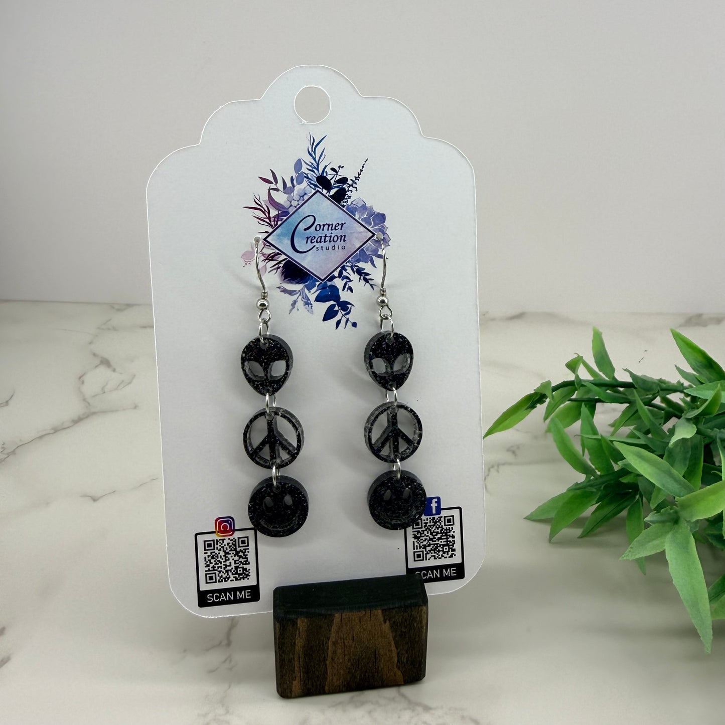 Alien Peace Smile Earrings