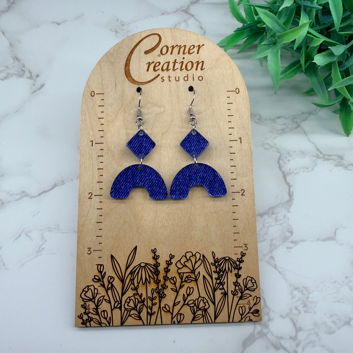 Blue Jean Color Earrings
