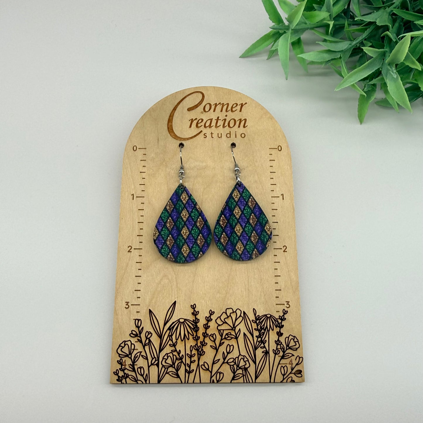 Mardi Gras Teardrop Earrings