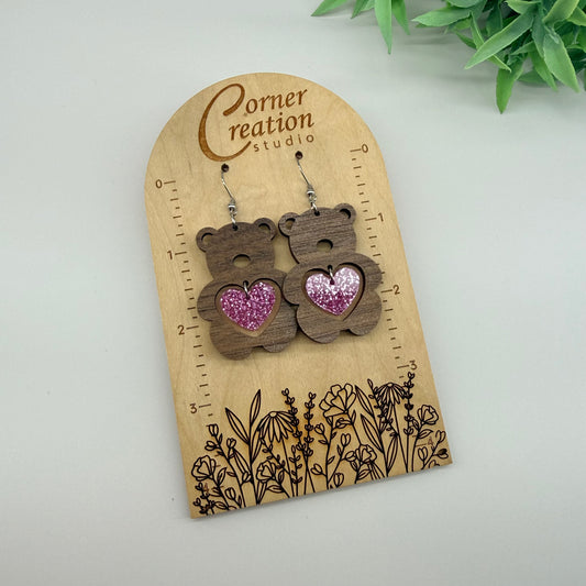 Teddy Bear with Heart Earrings