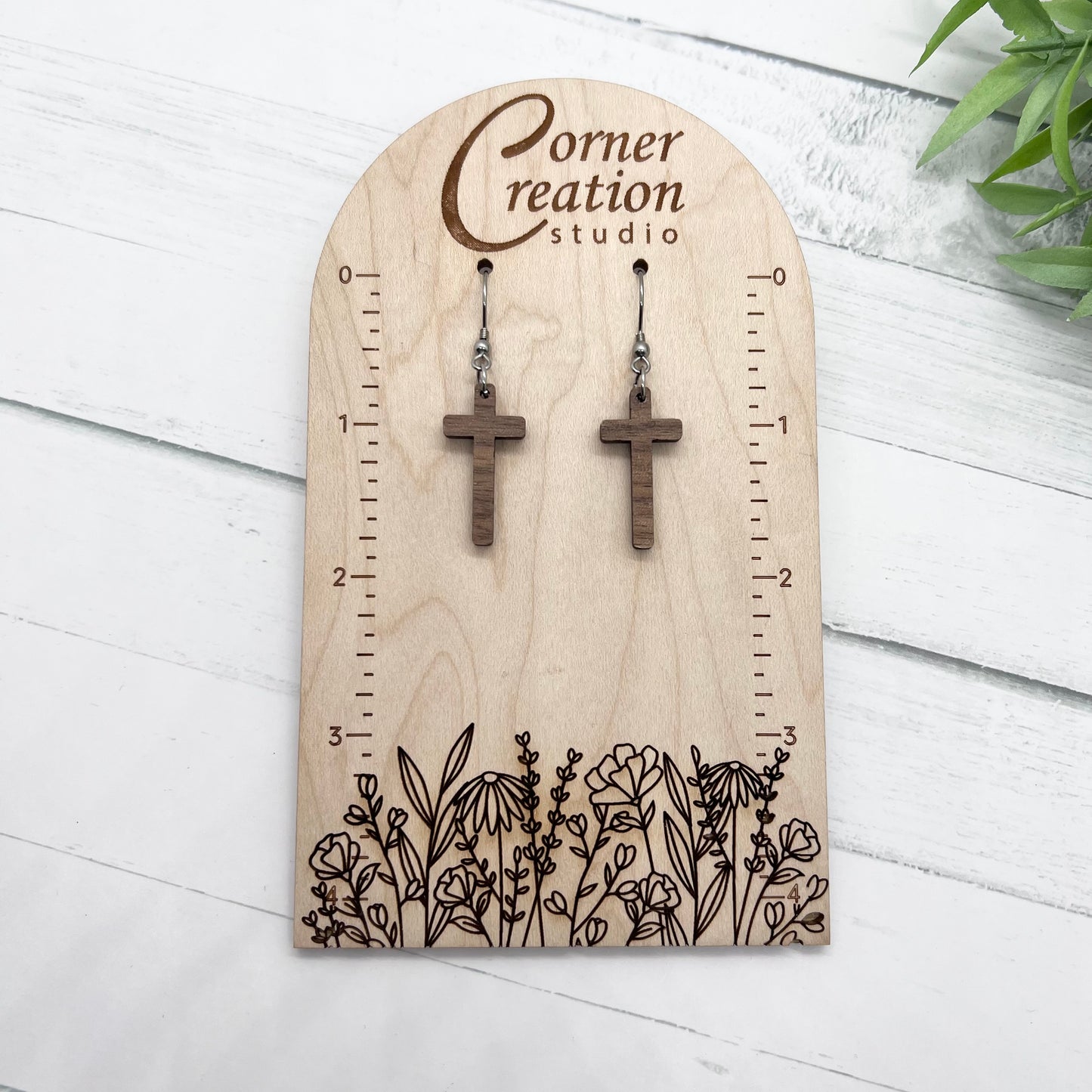 Cross Walnut Earring