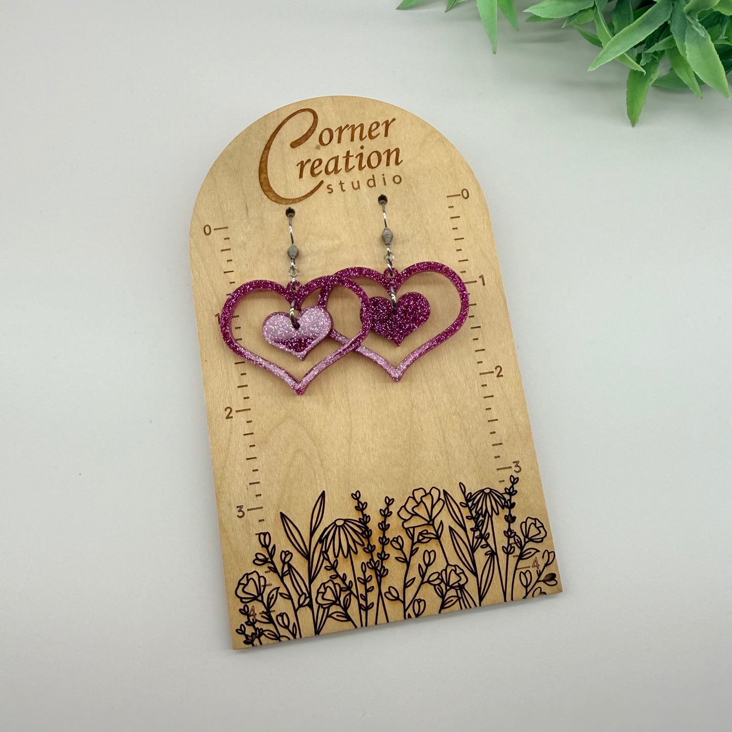 Heart w Dangle Heart Earrings