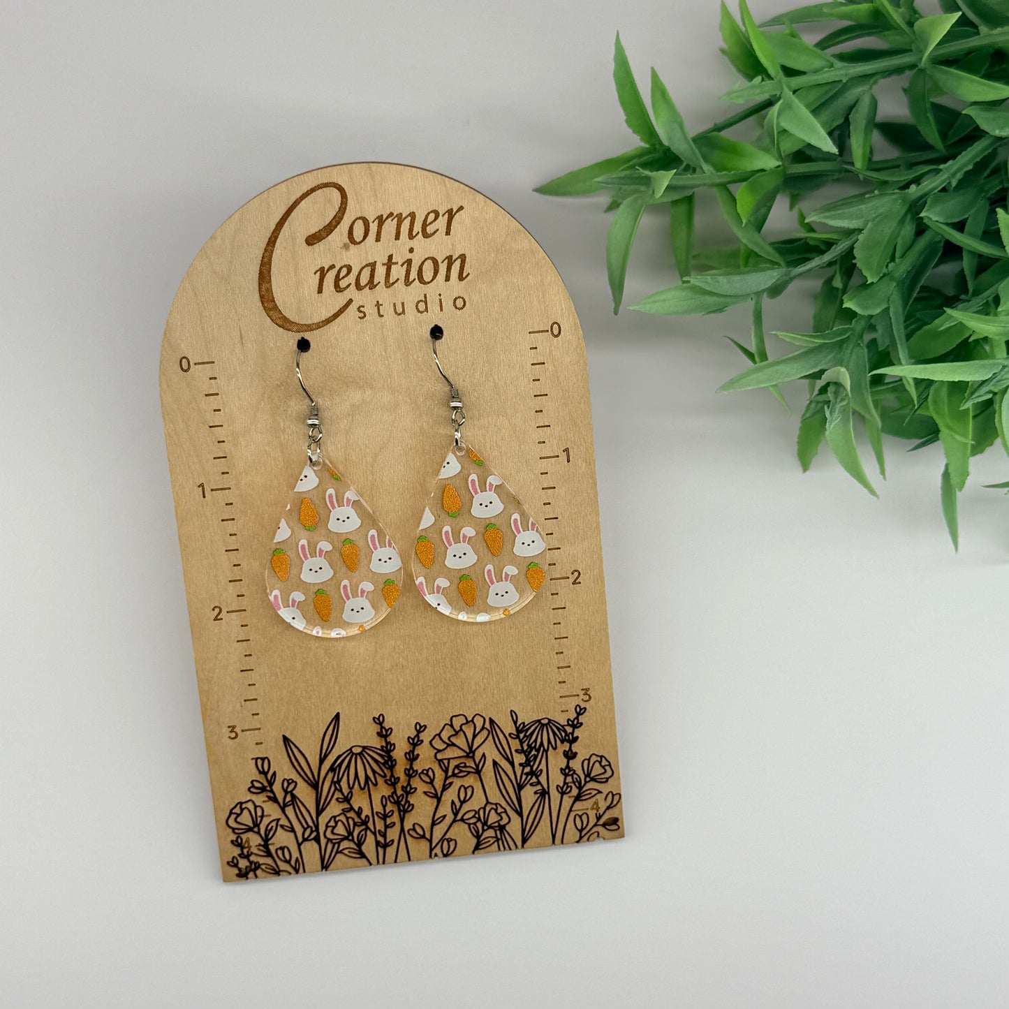 Easter Bunny & Carrot Teardrop Earrings