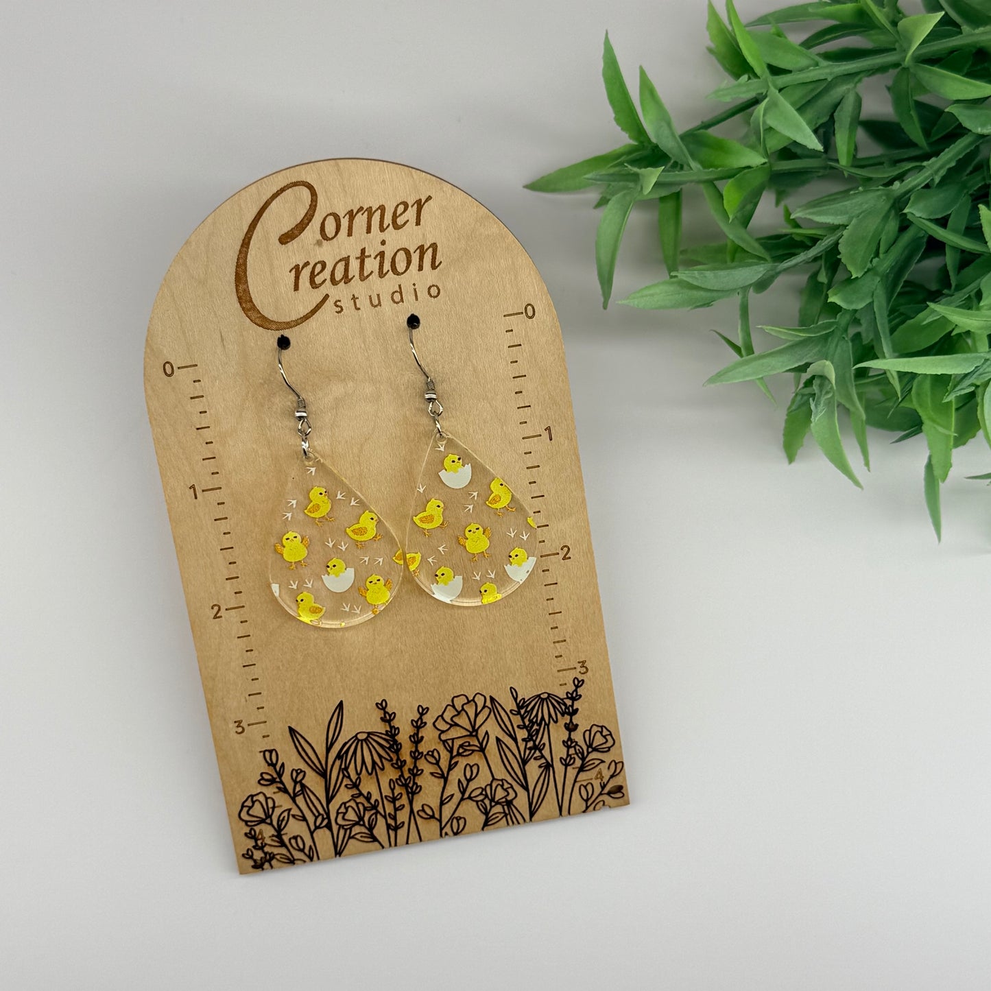 Easter Chick Teardrop Earrings
