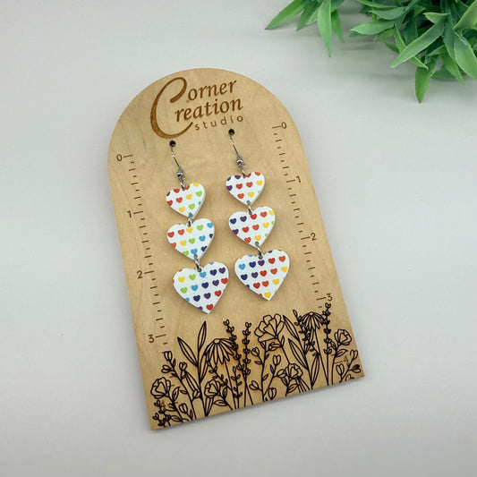 Rainbow Heart Cascading Earrings