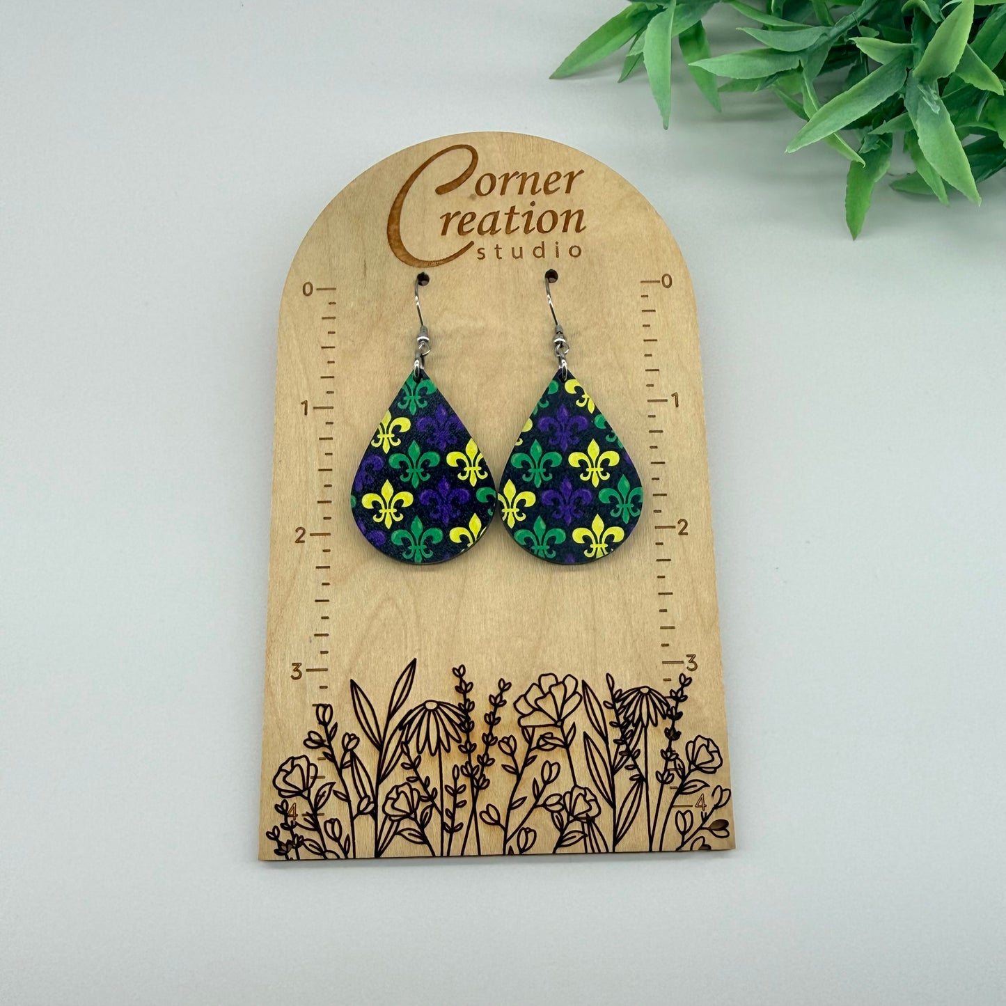 Mardi Gras Teardrop Earrings