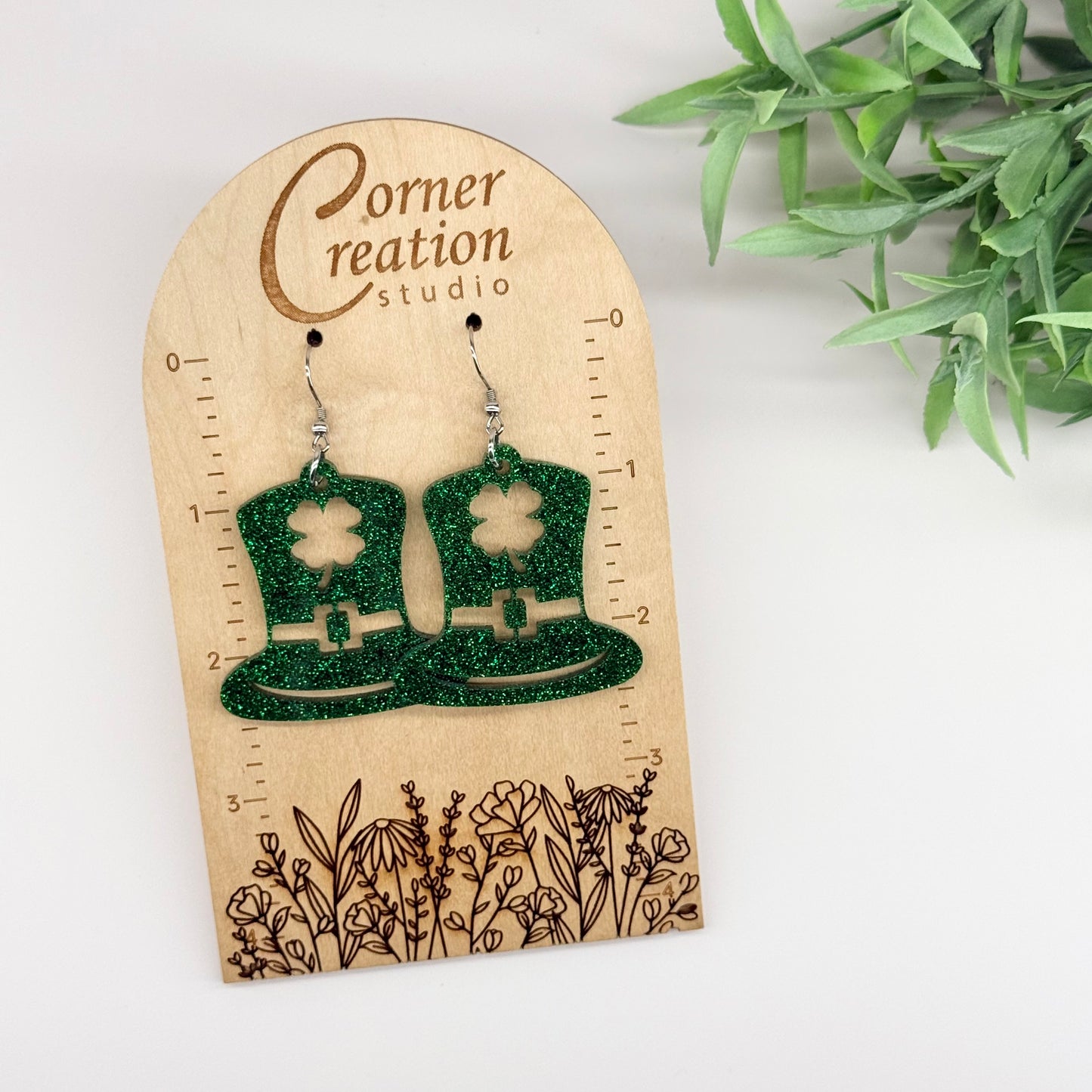 St. Patrick's Day Hat Clover Earrings