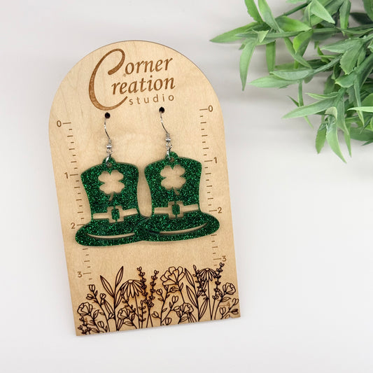 St. Patrick's Day Hat Clover Earrings