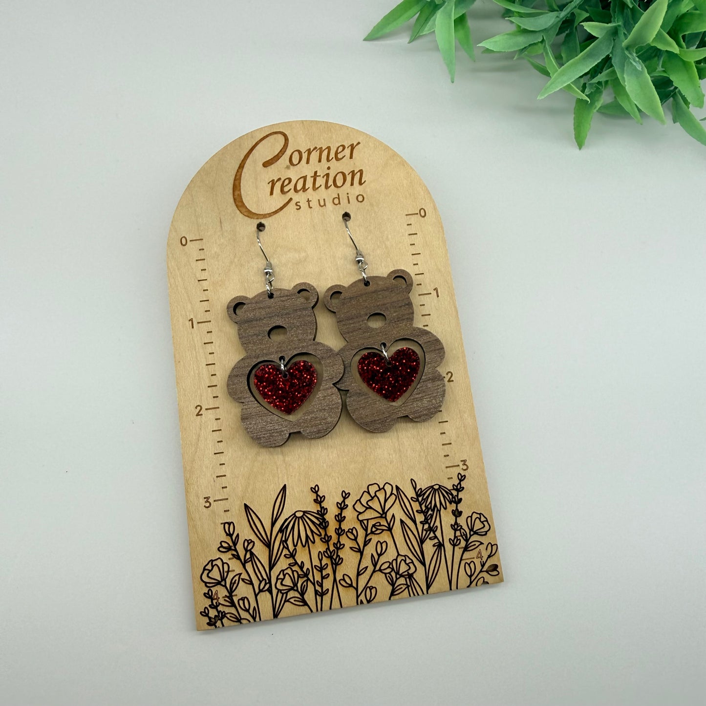 Teddy Bear with Heart Earrings