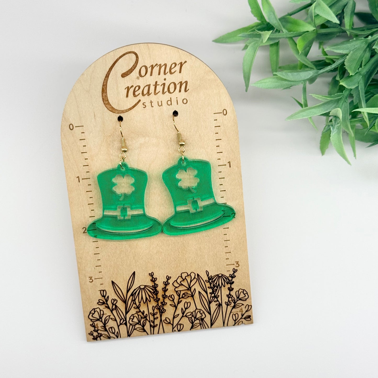 St. Patrick's Day Hat Clover Earrings