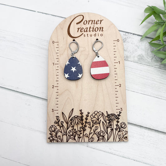 Patriotic Small Teardrop Locking Earring