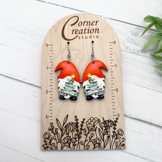 Gnome Christmas Tree Earrings