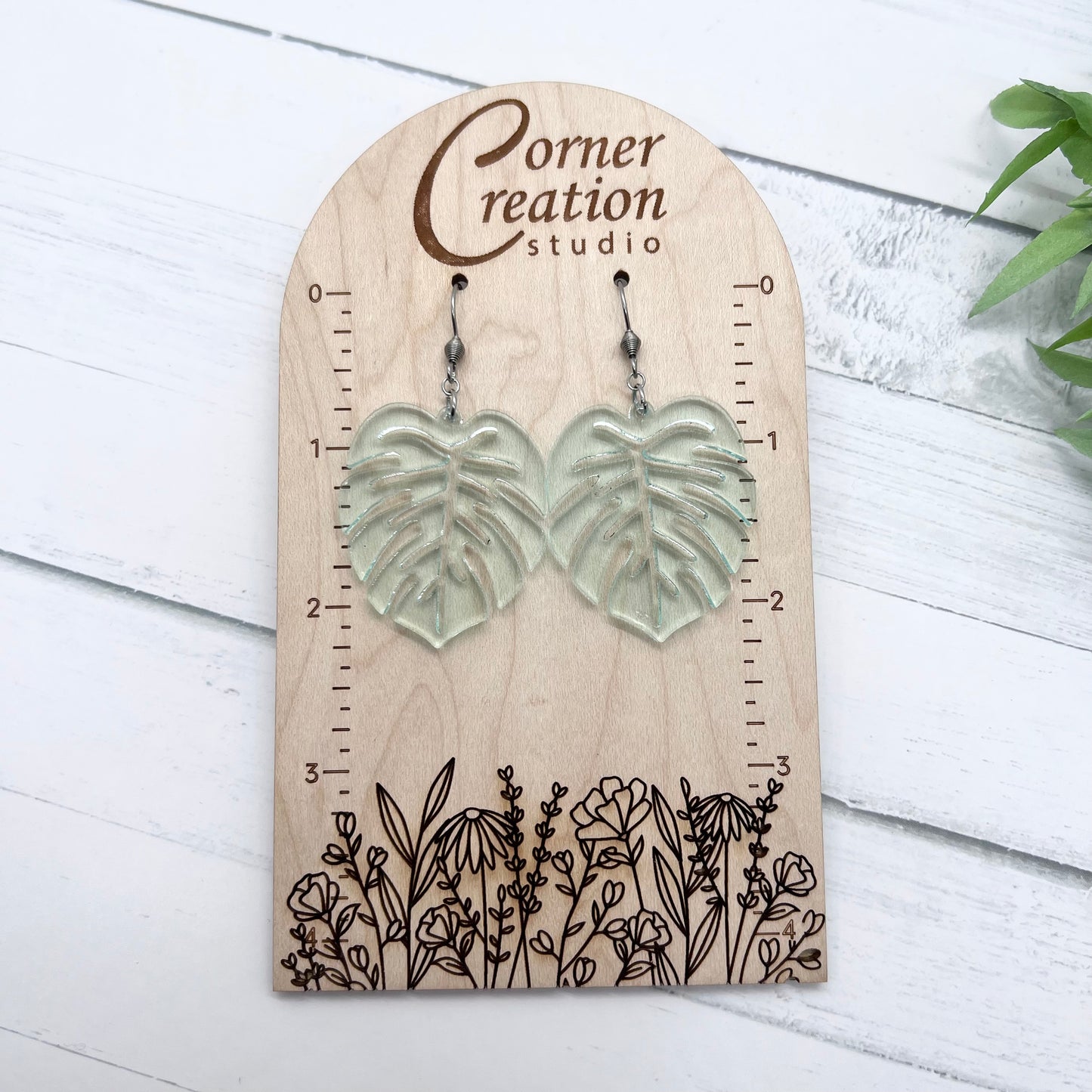 Monstera Acrylic Leaf Earring