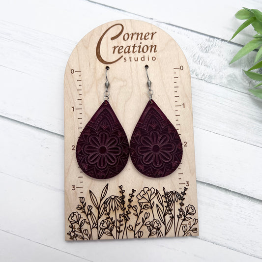 Mandala Black Cherry Earring