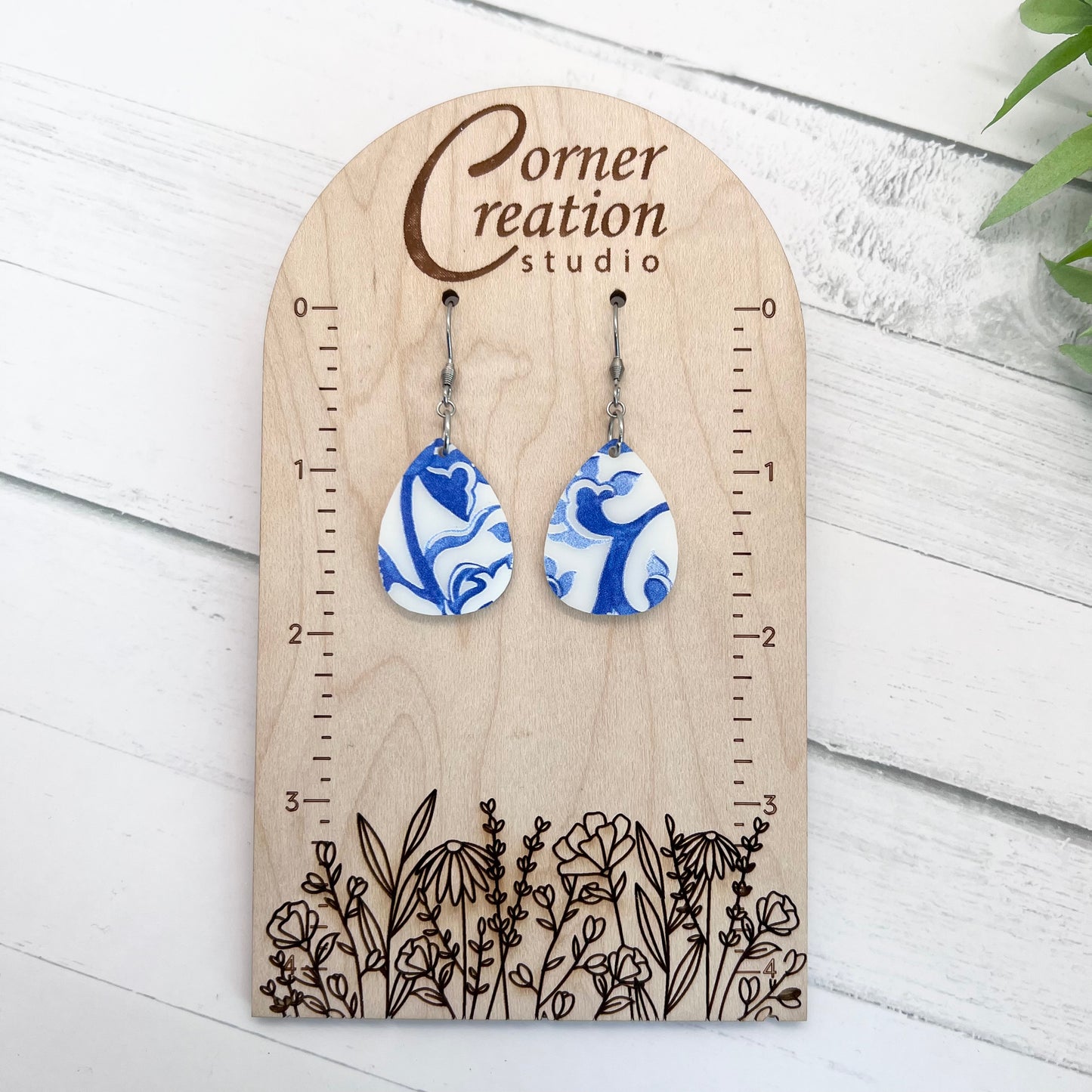 Blue China Teardrop Earring