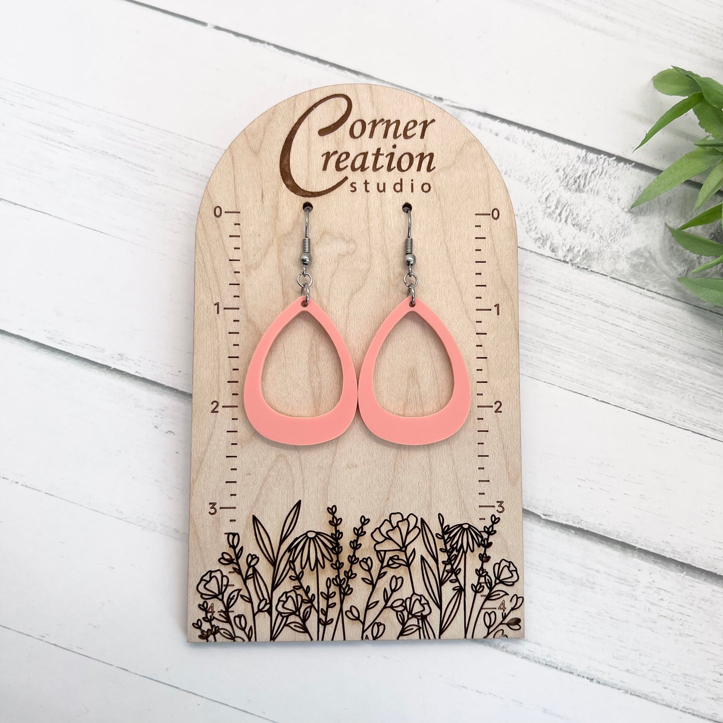 Coral Open Teardrop Earring