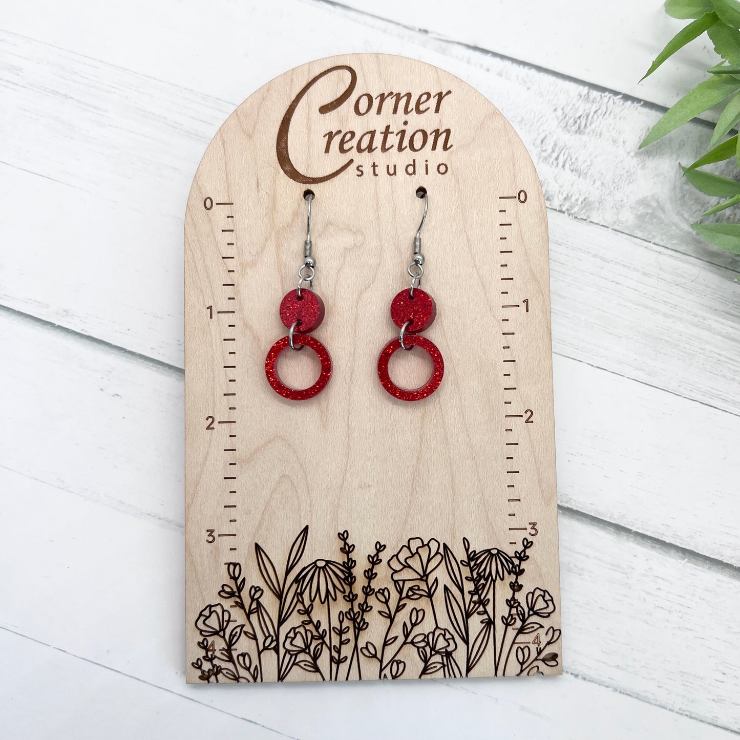 Glitter Red Nesting Hoop Earring