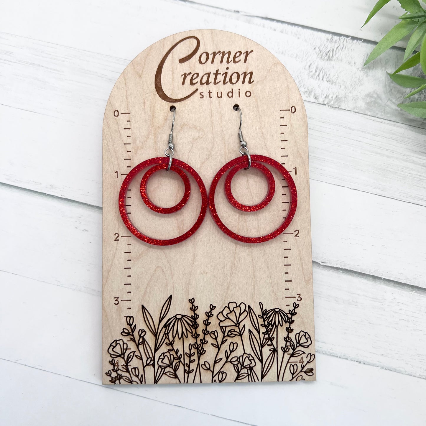 Glitter Red Nesting Hoop Earring