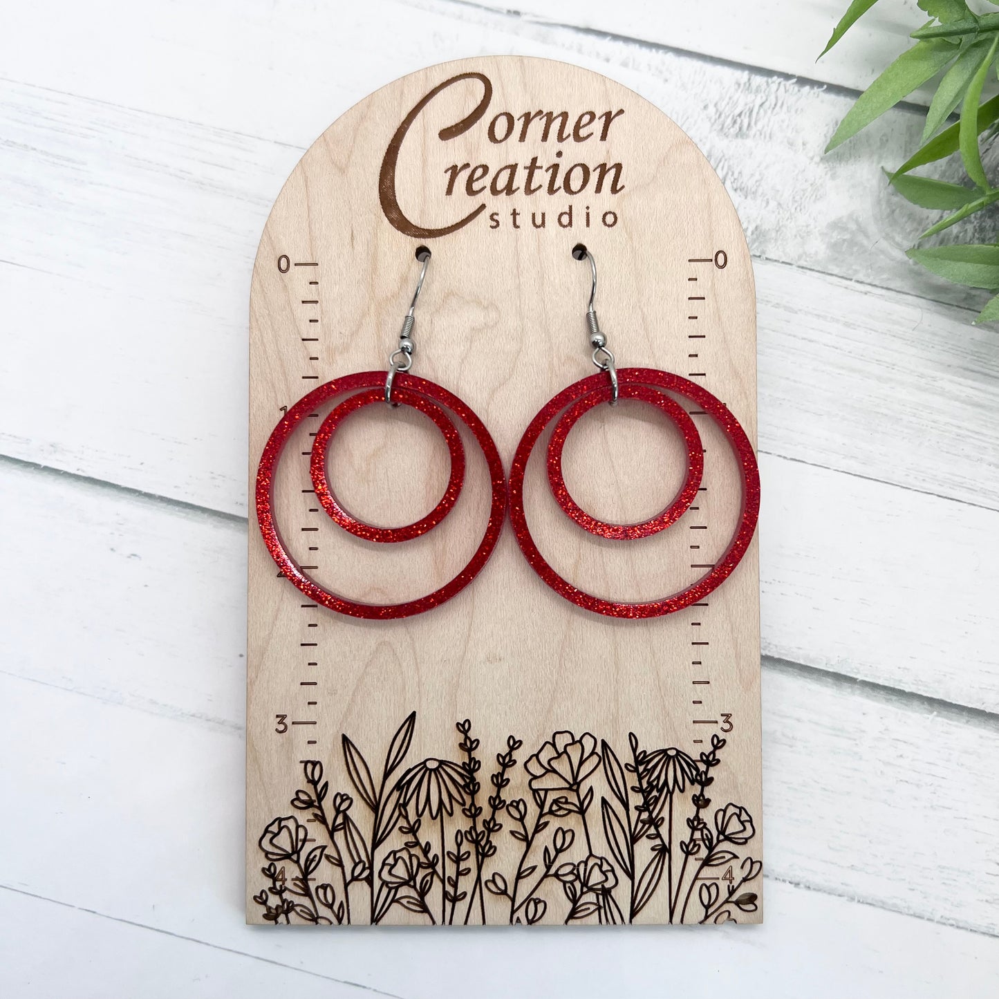 Glitter Red Nesting Hoop Earring