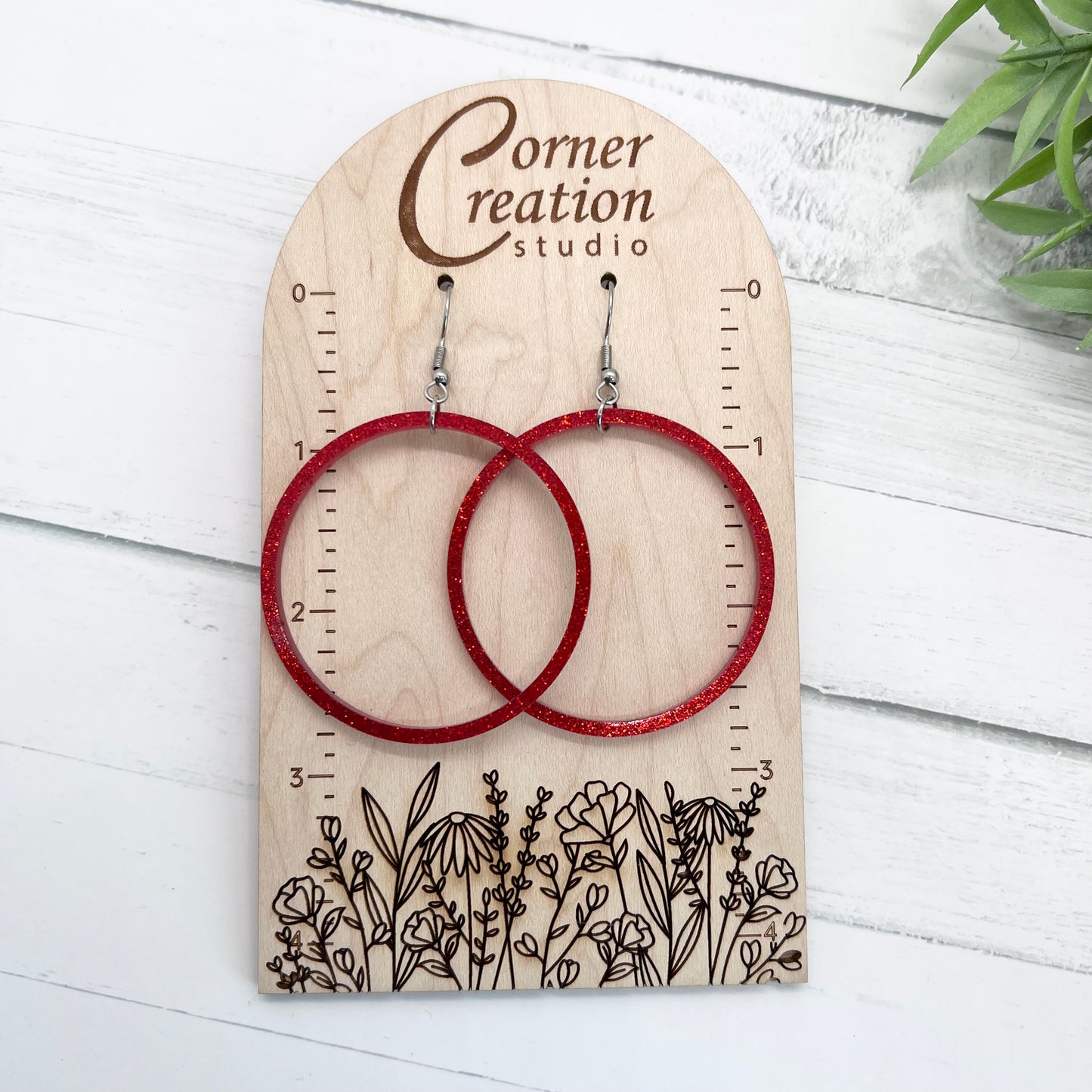 Glitter Red Nesting Hoop Earring