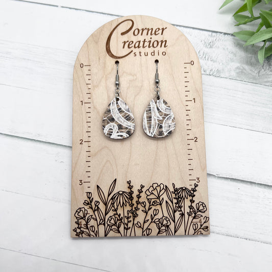 Burlap & Lace Teardrop Earring