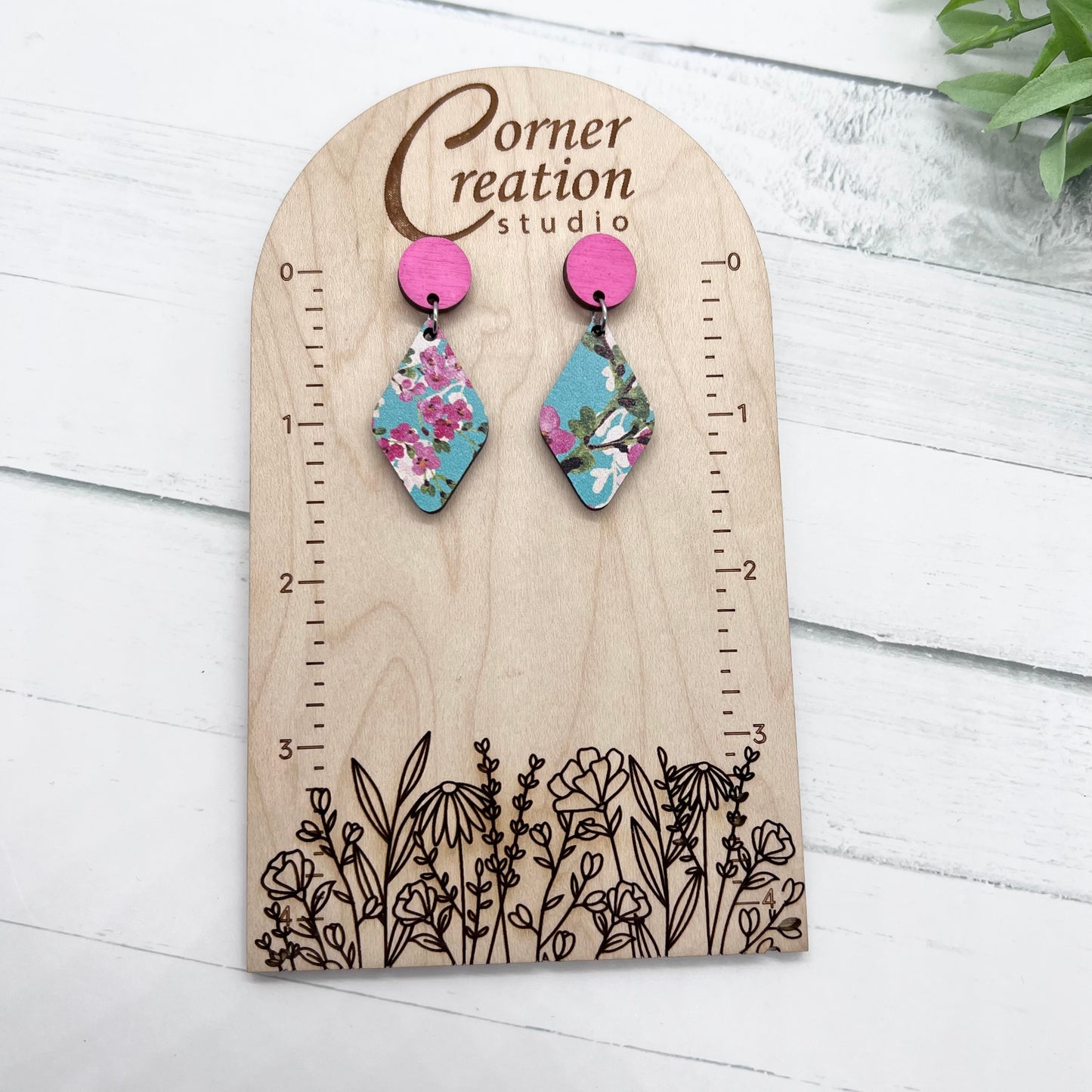 Floral Teal Diamond Earring