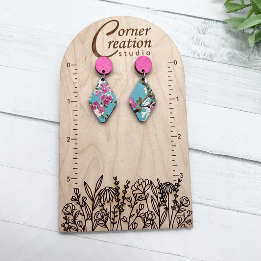 Floral Teal Diamond Earring