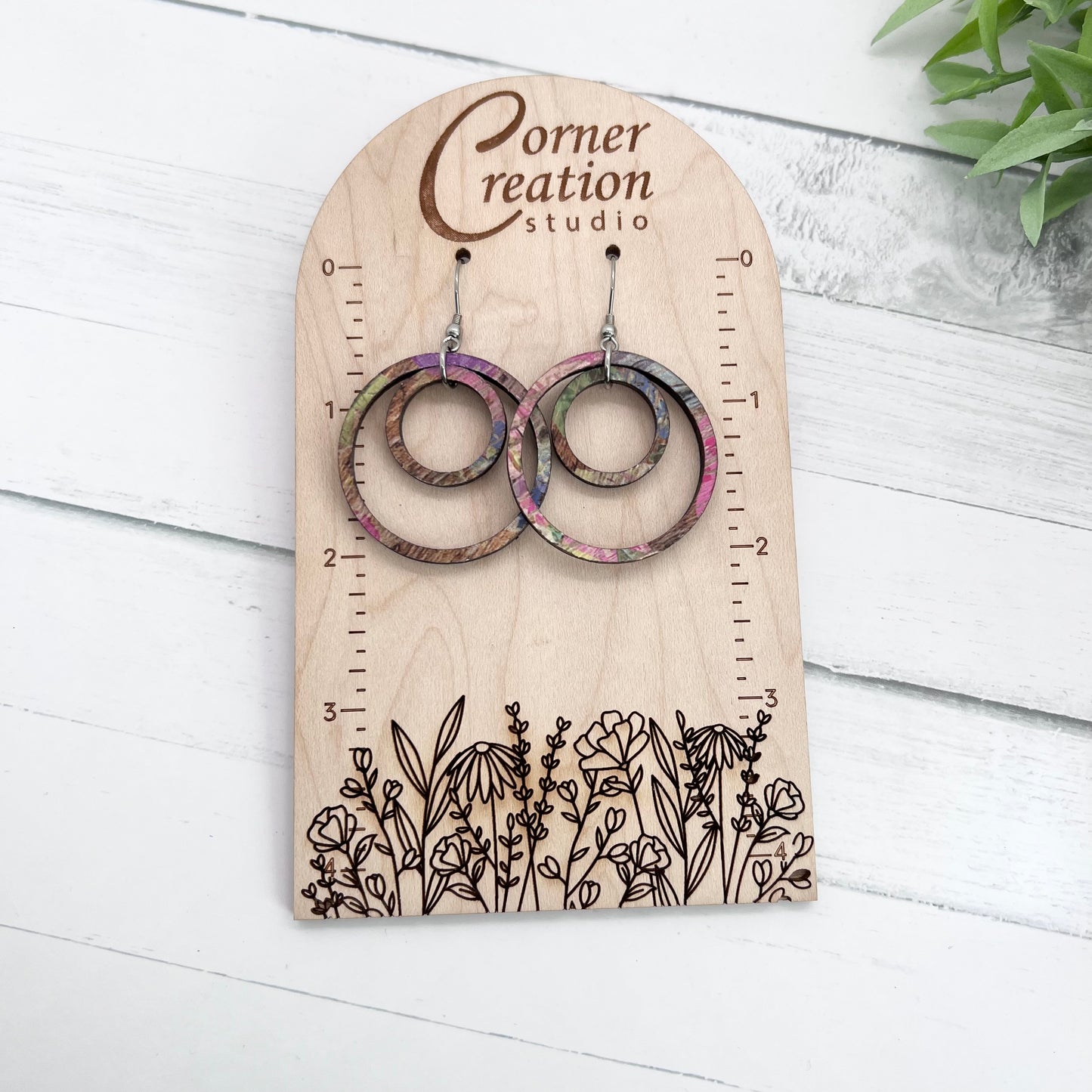 Green Multi Color Nesting Hoop Earring