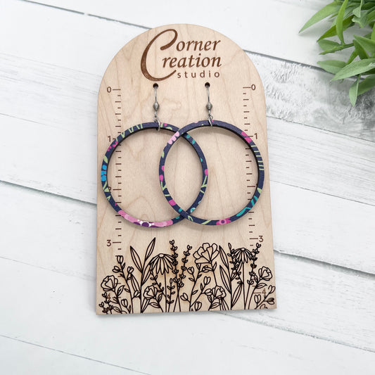 Floral Navy Nesting Hoop Earring