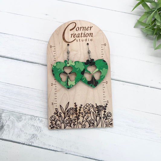 St. Patrick's Day Heart Earrings