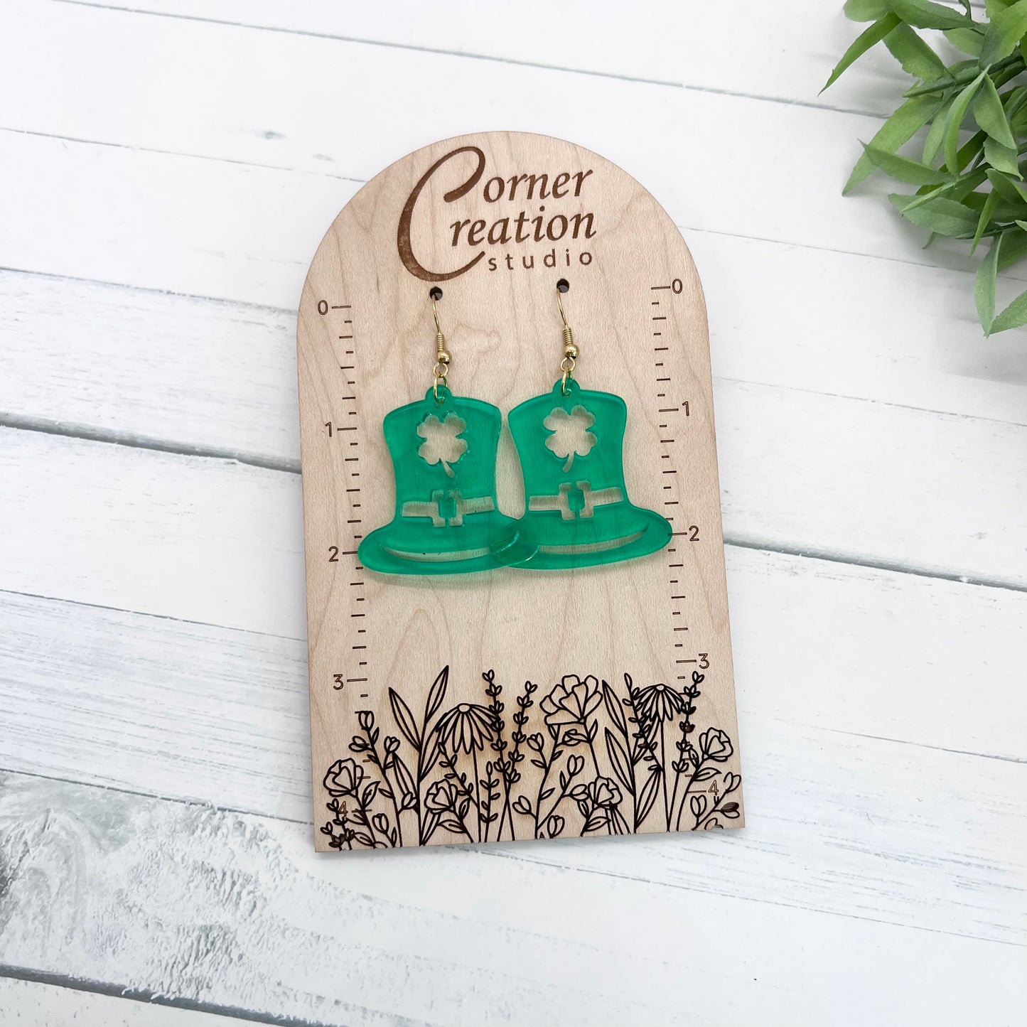 St. Patrick's Day Hat Clover Earrings