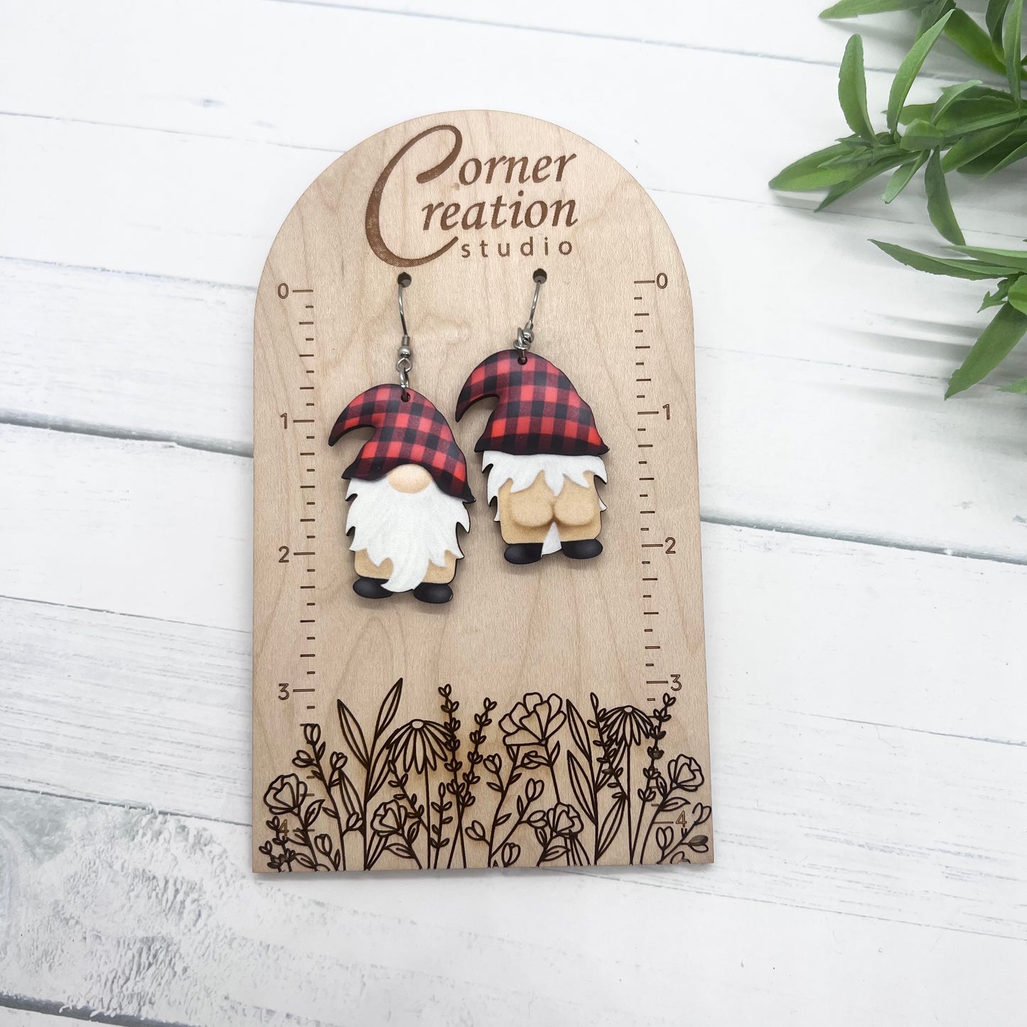 Buffalo Plaid Gnome Butt Earring