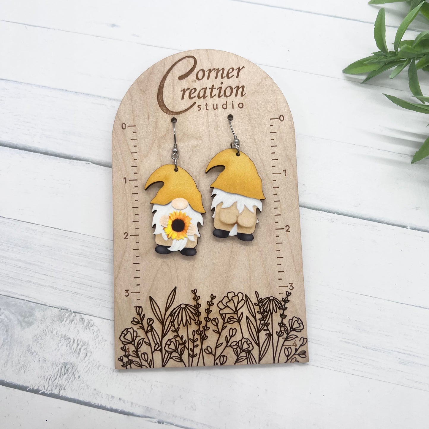 Sunflower Gnome Butt Earring