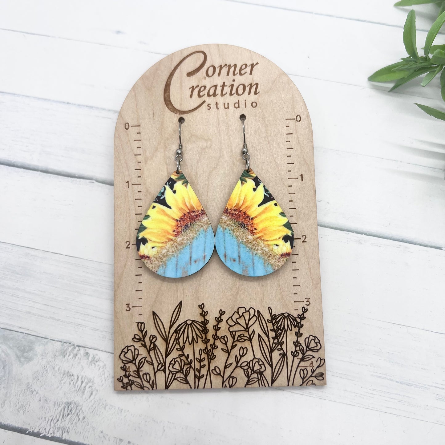 Sunflower & Teal Earrings