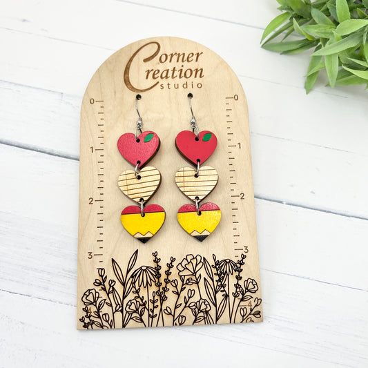 Apple, Paper & Pencil Earrings