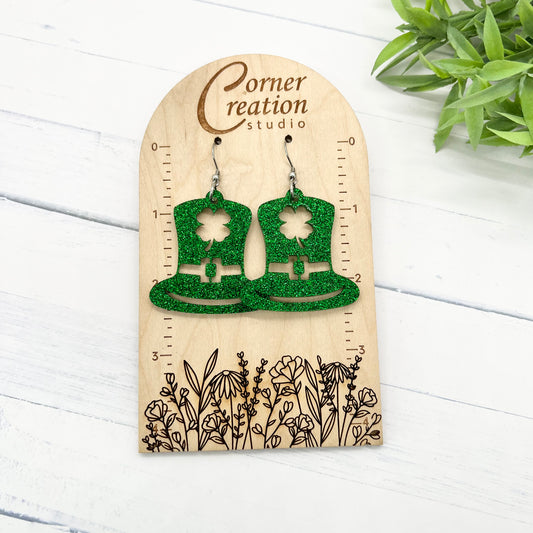 St. Patrick's Day Hat Clover Earrings