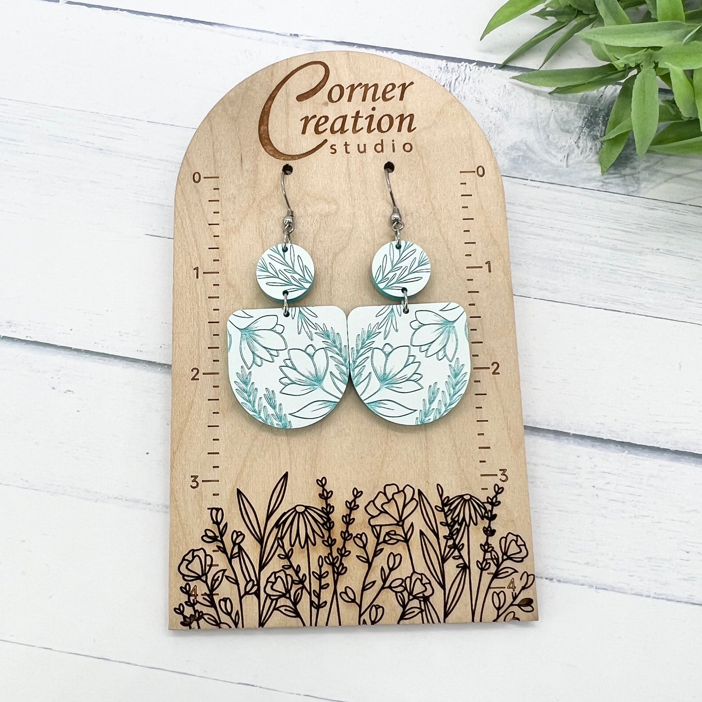 Floral in Teal Earrings