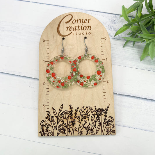 Strawberry Open Circle Earrings